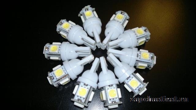 Светодиодные лампы T10 W5W (10 штук)