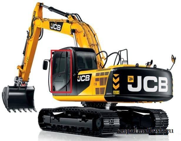 Стекло левой двери с шелкографией для JCB JS220