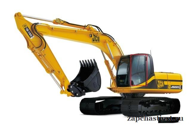 Стекло левой двери с шелкографией для JCB JS220