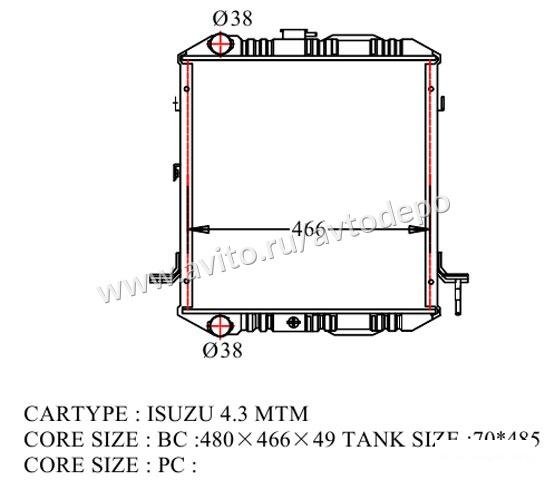 Isuzu ELF / nissan atlas 2000- Радиатор охлаждения